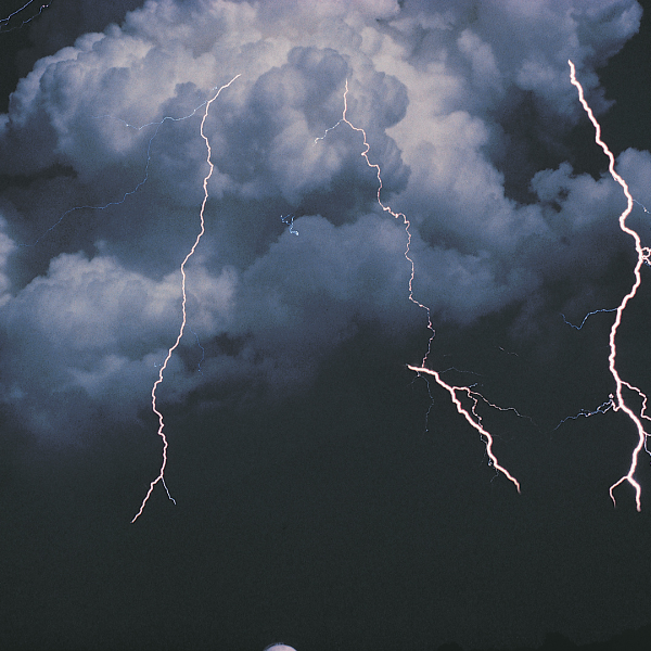 Image showing lightning bolts extending from storm clouds